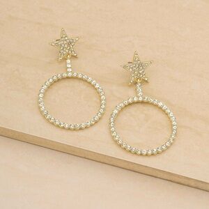 Ettika Crystal Circle Star Drop Earrings, $50